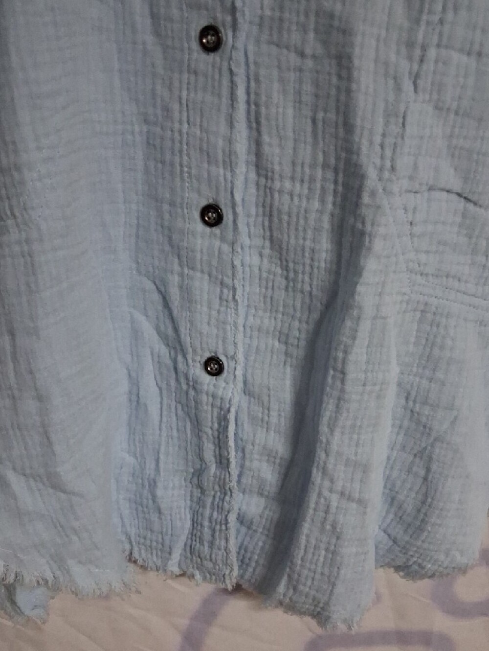 Light Blue Button-Front Women's Shirt - Picture 4 of 7